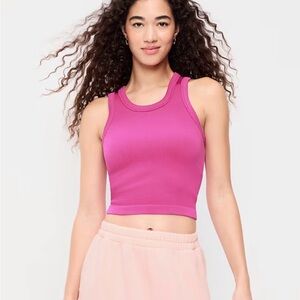Old Navy Hot Pink Ribbed Tank Crop Top